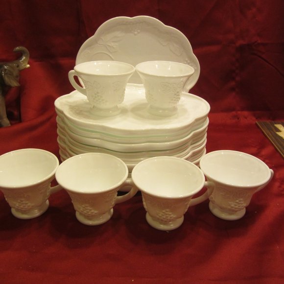 VTG 60'S LUNCHEON SET, CUP & PLATE, MILK GLASS, $20 EA SET - Picture 6 of 8